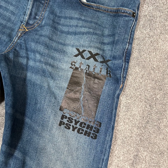 Diesel Denim Jeans Buster-P Regular Slim Tapered Graphic Print  Mens 31x29 - Picture 6 of 16